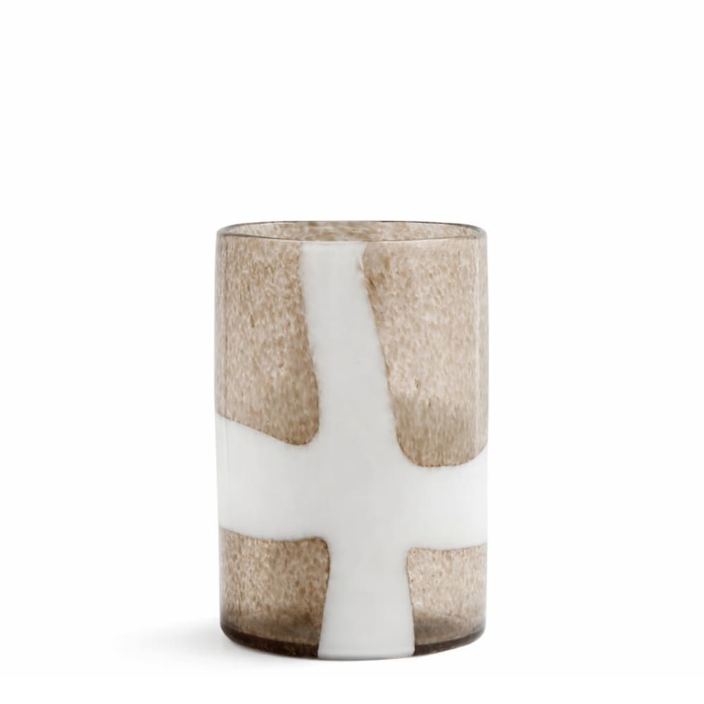 Vase décoratif en verre soufflé vert et transparent H29