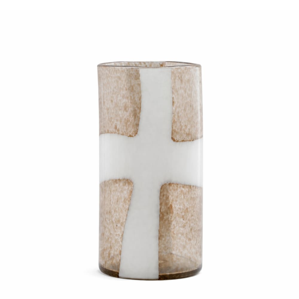 Vase décoratif en verre soufflé vert et transparent H39