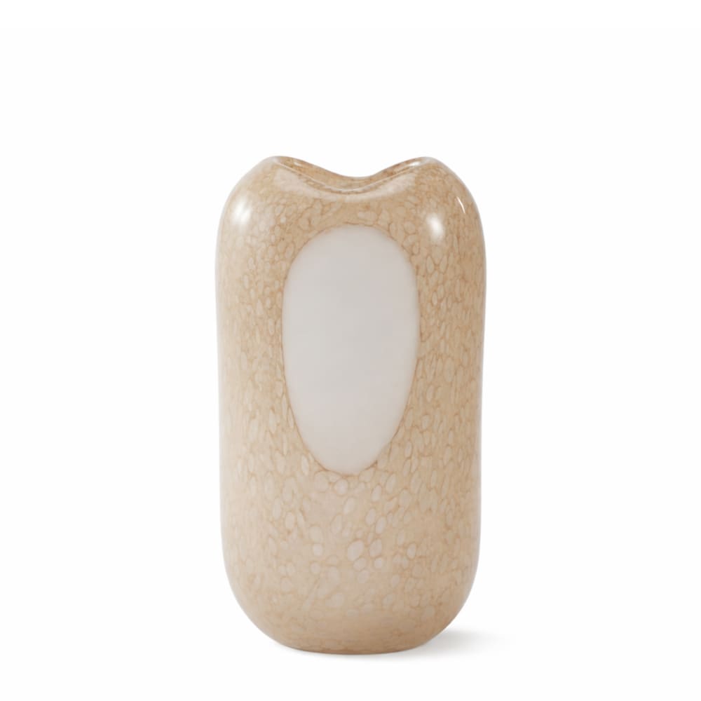 Vase décoratif en verre soufflé beige et blanc H37