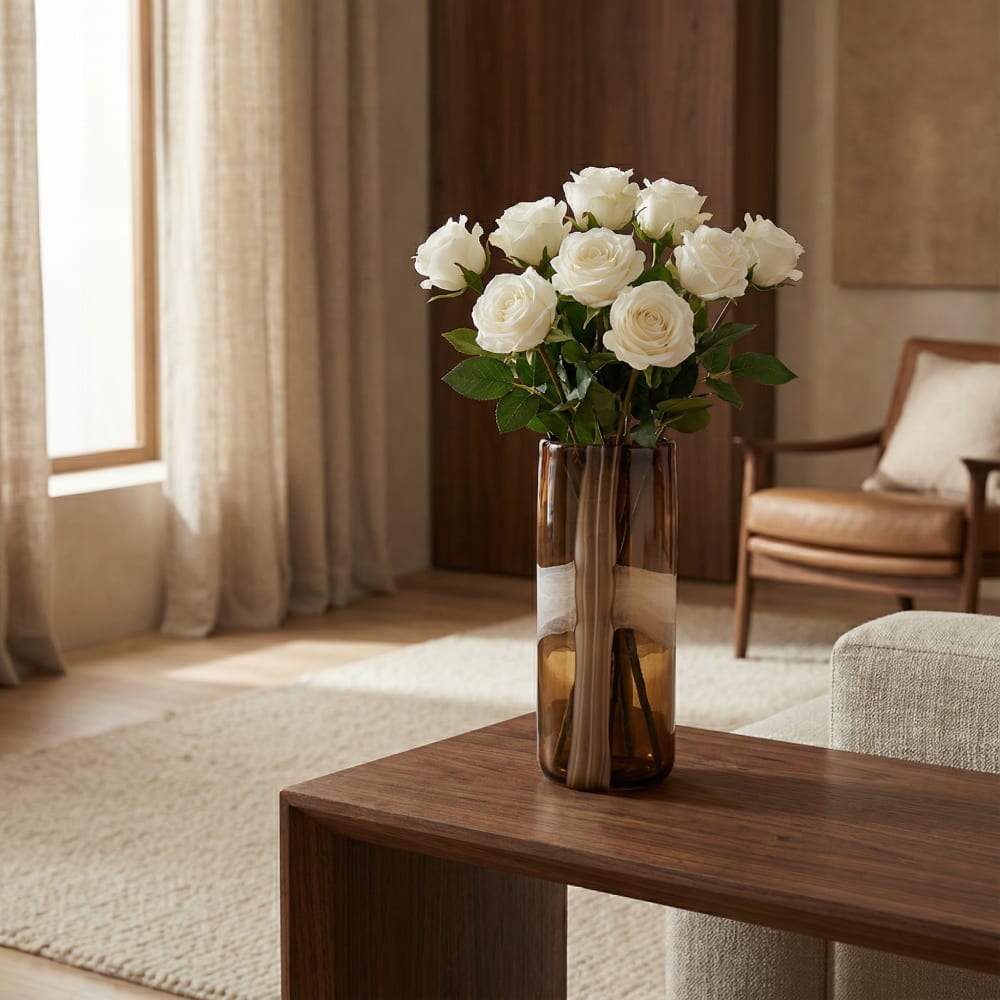 Vase décoratif en verre soufflé marron h40 — vue 3