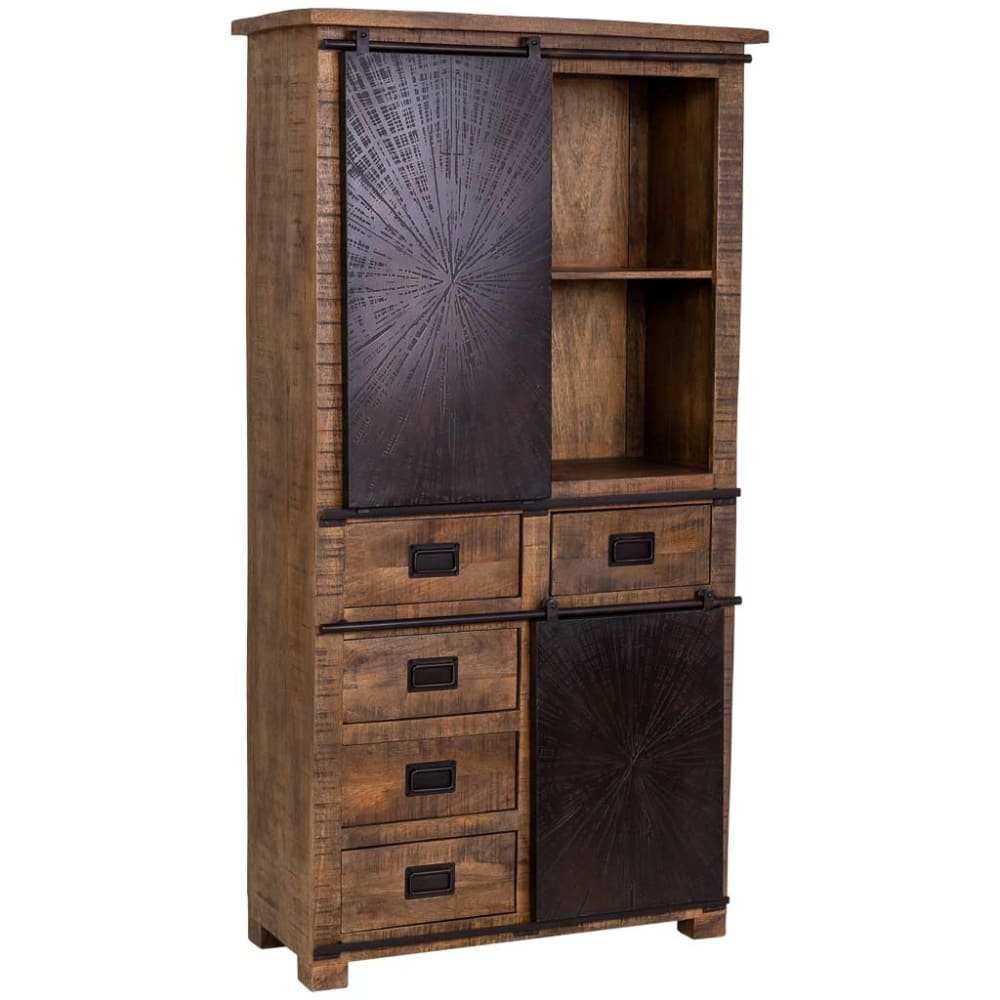 Wanderlust deco Kleiderschrank aus Holz, 100x42x190 cm (H), Brauner style industrial Braun Holz