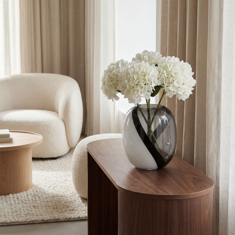 Vase décoratif en verre soufflé blanc gris et noir H22 - Maisons du Monde