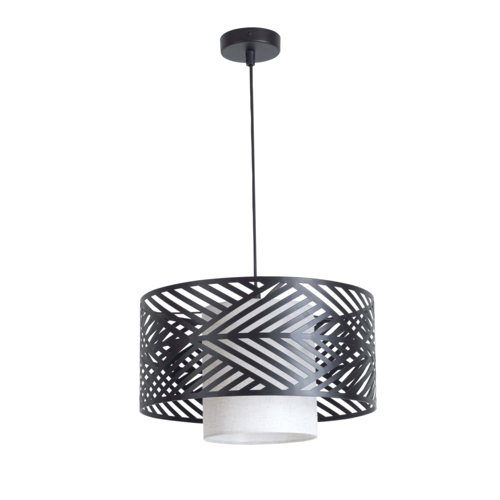 Suspension Trixi en métal noir et tissu blanc