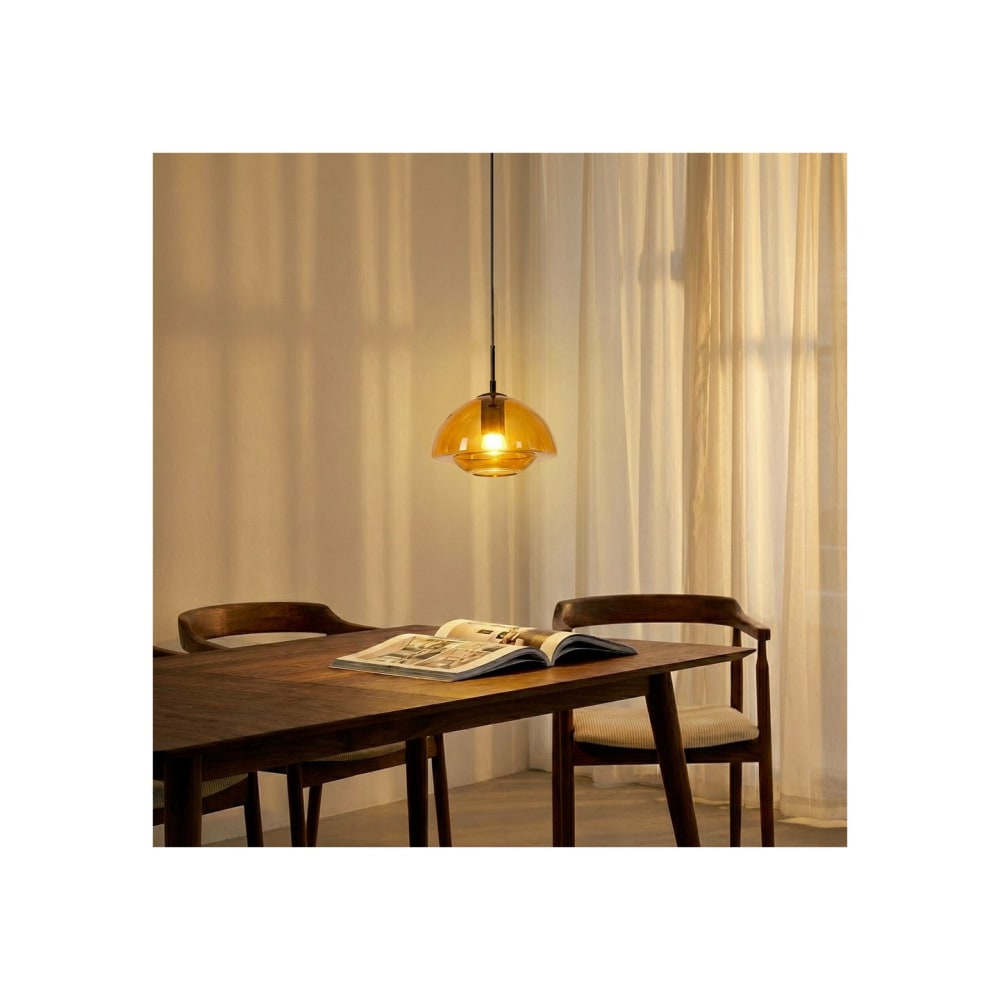 Suspension jelife métal et verre orange — vue 3