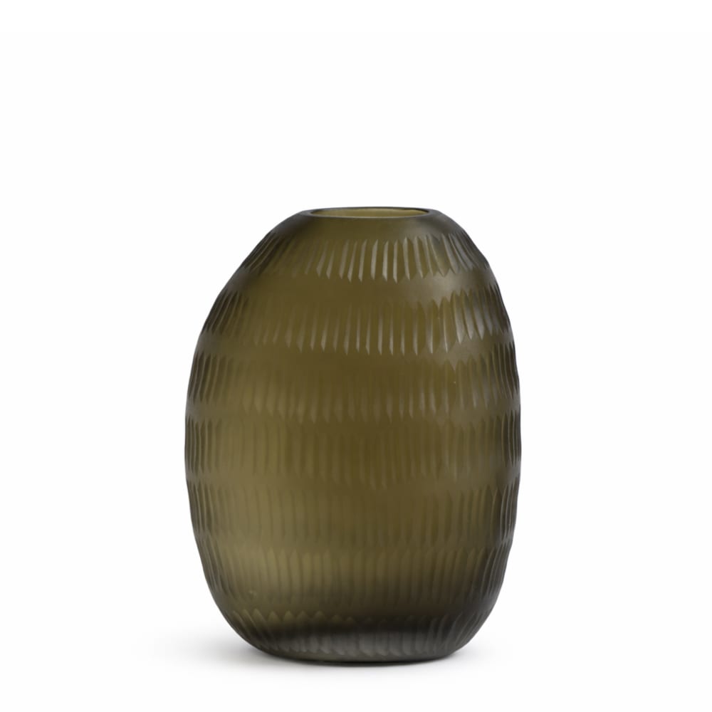 Vase décoratif en verre soufflé vert H26