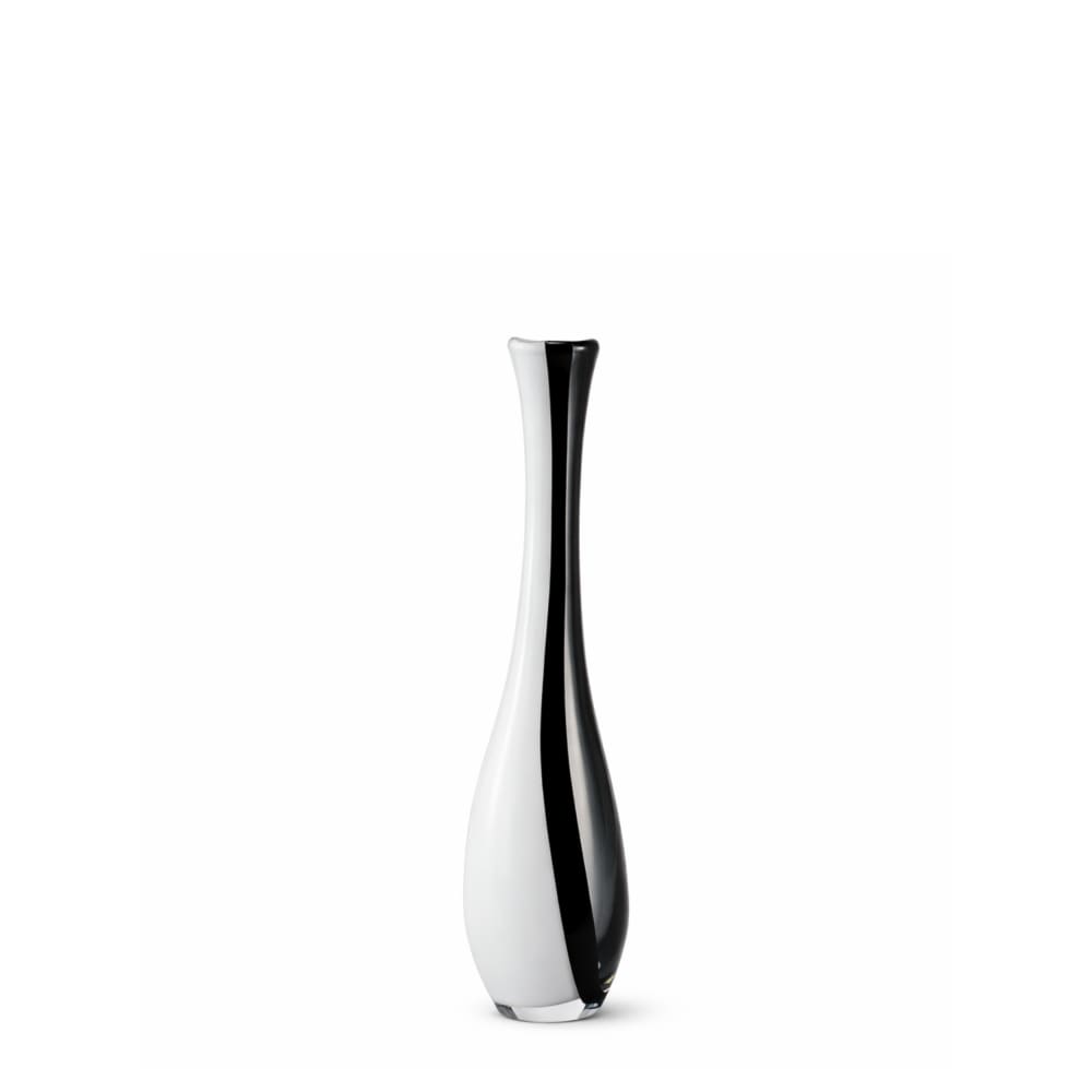 Vase décoratif en verre soufflé blanc gris et noir H44