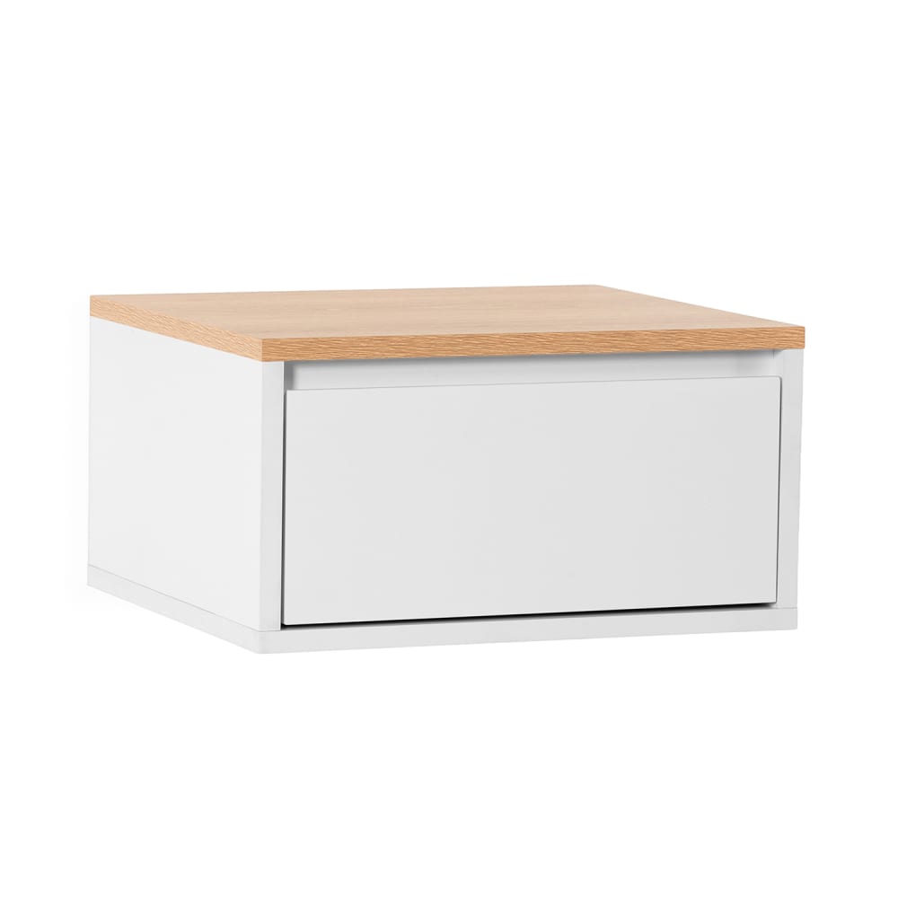 HOMN Schwebender Nachttisch 1 Schublade weiß/Eiche-Optik style modern - Spanplatte