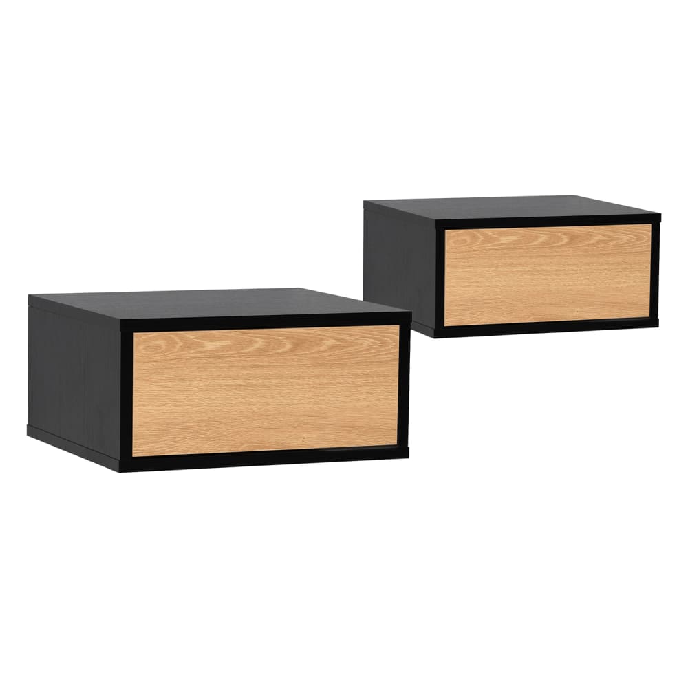HOMN 2er-Set schwebender Nachttische 1 Schublade schwarz style modern Braun Spanplatte