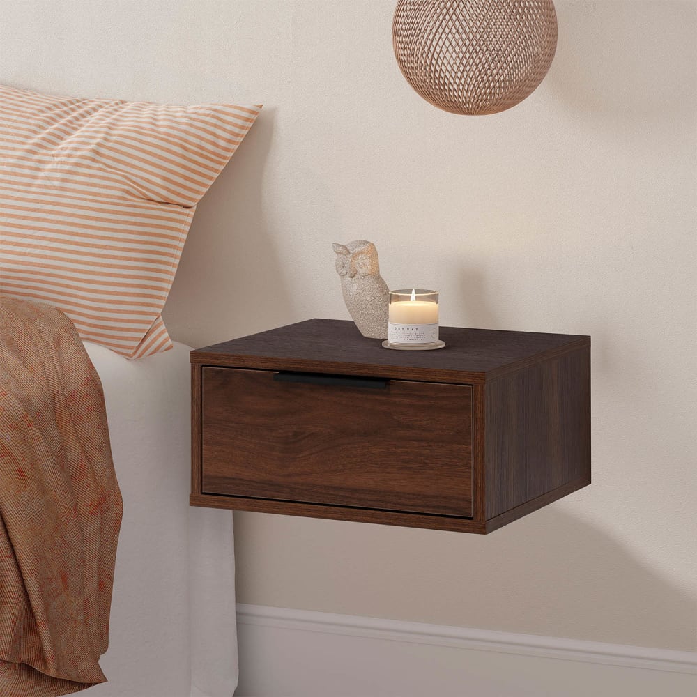 Schwebender Nachttisch 1 Schublade Walnuss-Optik - Maisons Du