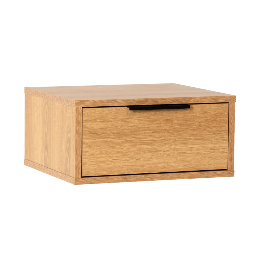 HOMN Schwebender Nachttisch 1 Schublade Eiche-Optik style modern Gelb Spanplatte