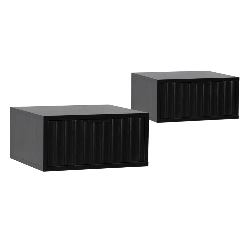 HOMN 2er-Set schwebender Nachttische 1 Schublade schwarz style modern - Spanplatte
