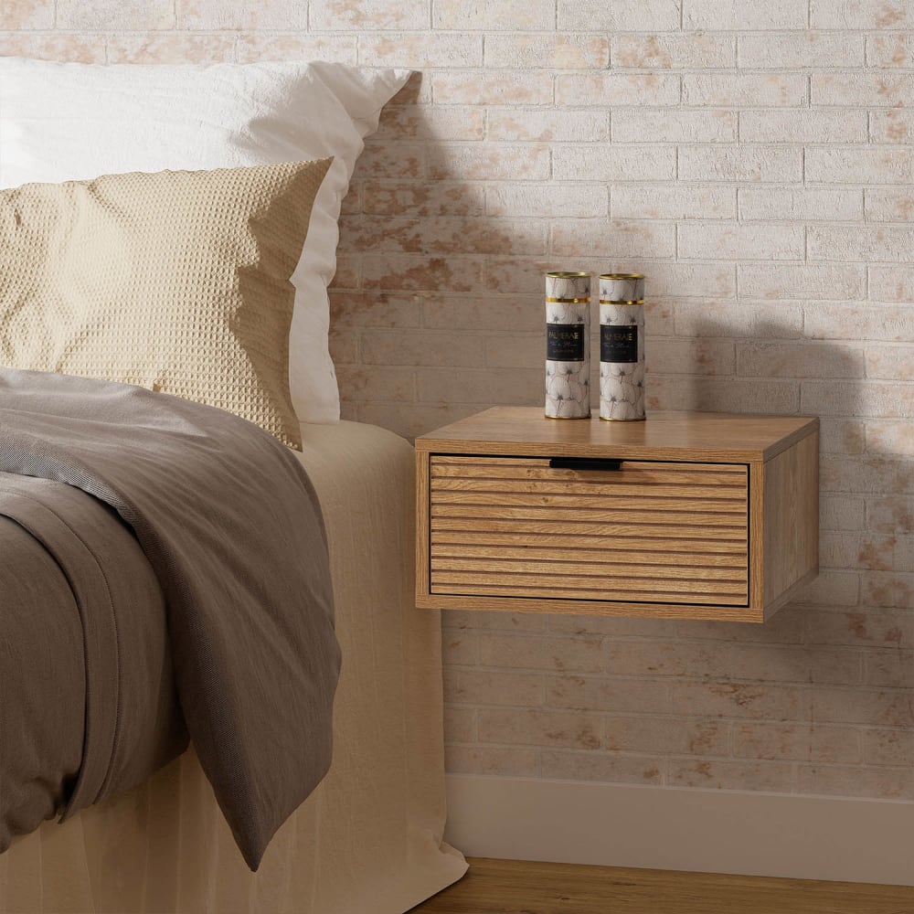 Schwebender Nachttisch 1 Schublade Eiche-Optik - Maisons Du Monde
