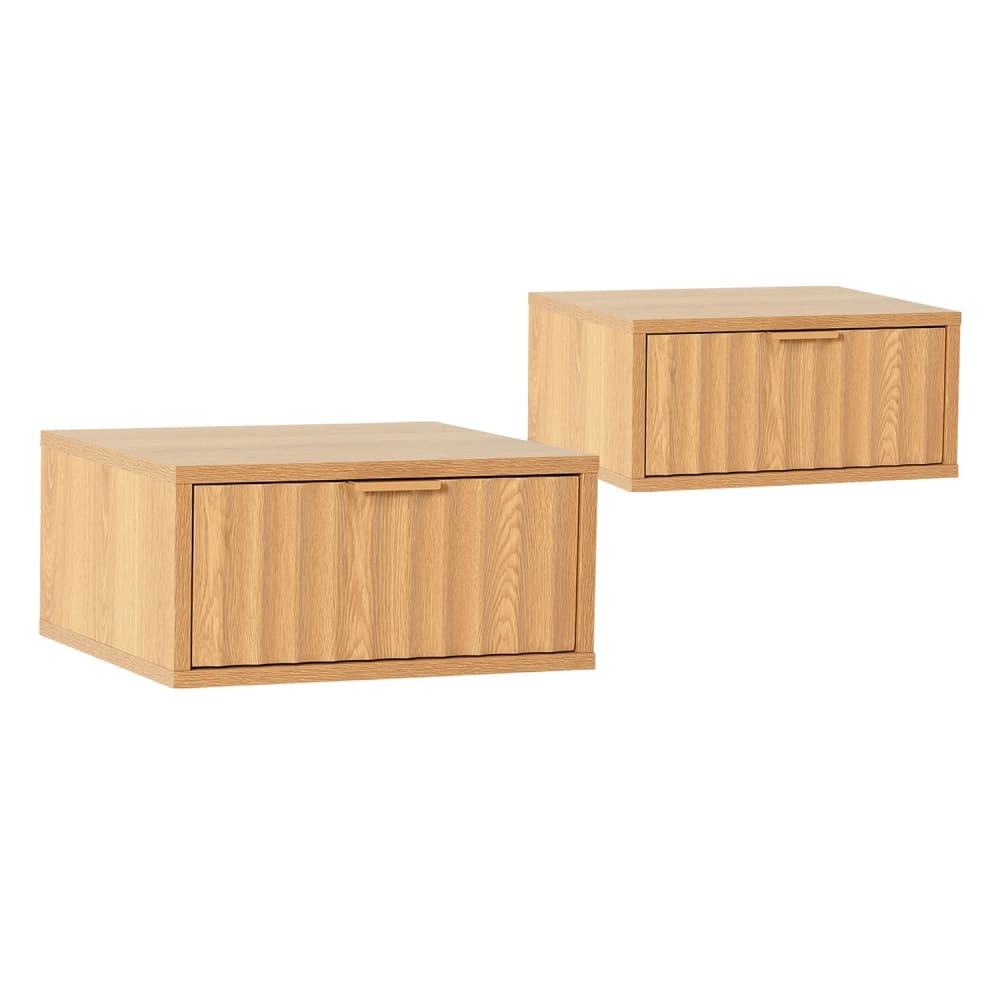 HOMN 2er-Set schwebender Nachttische 1 Schublade Eiche-Optik style modern Gelb Spanplatte