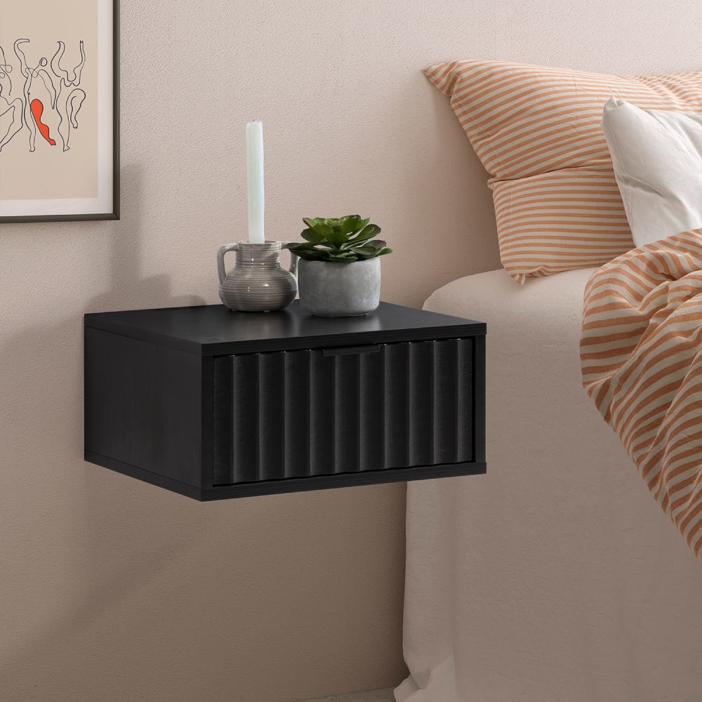 Schwebender Nachttisch 1 Schublade schwarz - Maisons Du Monde