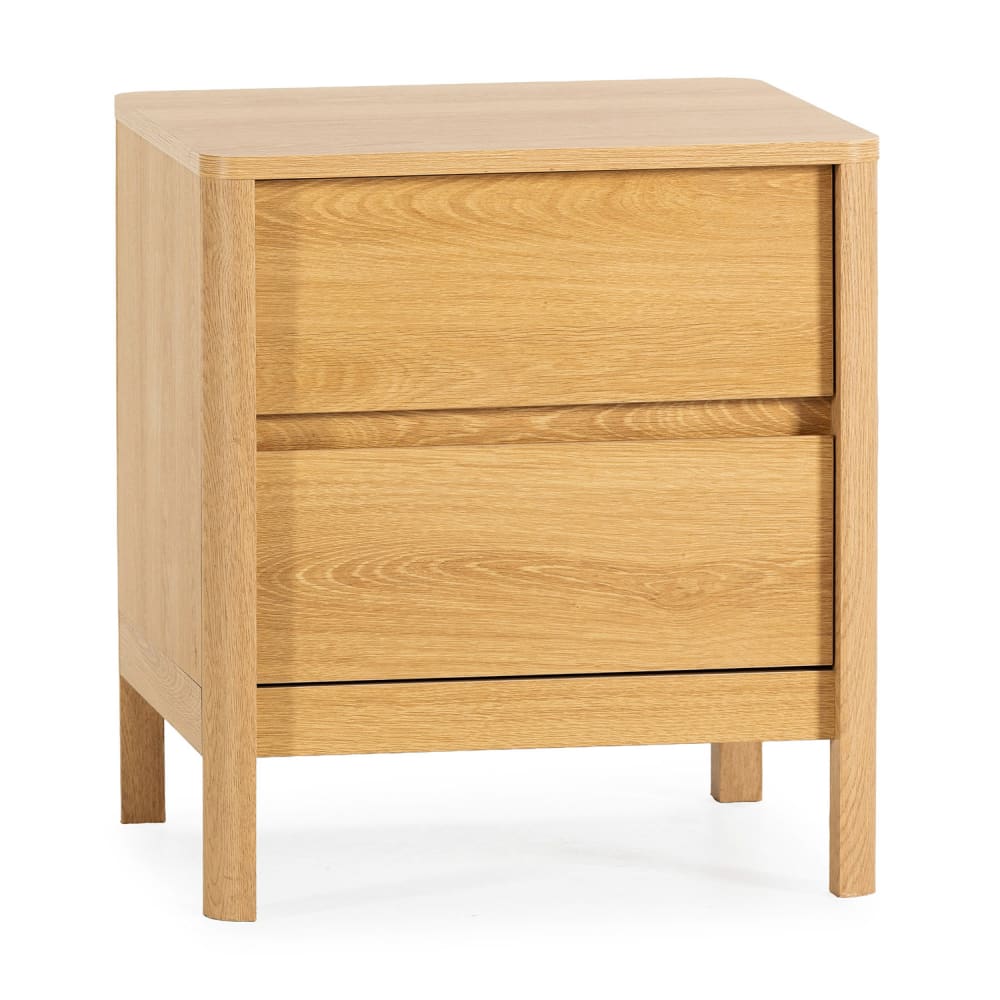 HOMN Nachttisch 2 Schubladen Eiche-Optik style modern Braun Spanplatte