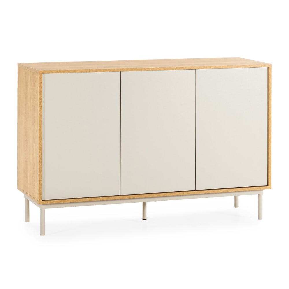 HOMN Sideboard 3 Türen Eiche-Optik/grau style modern - Spanplatte