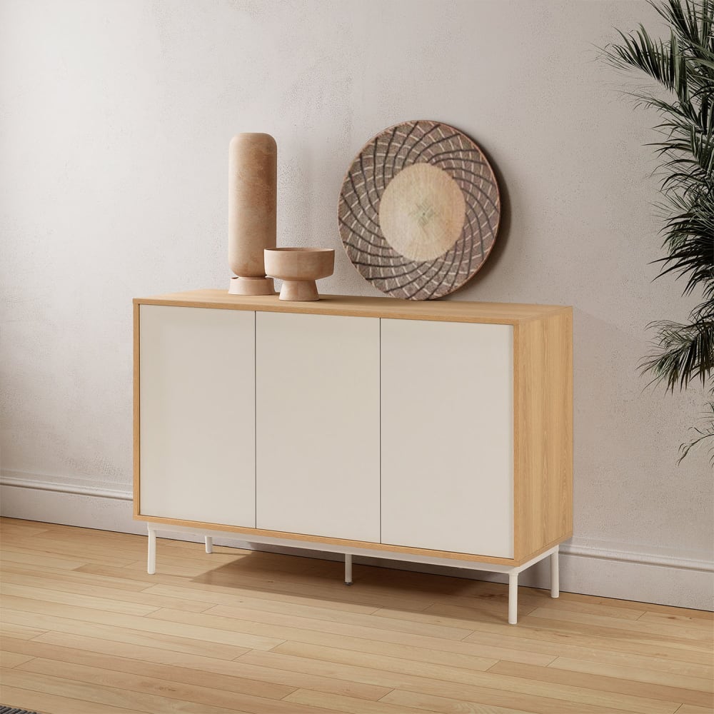 Sideboard 3 Türen Eiche-Optik/grau - Maisons Du Monde
