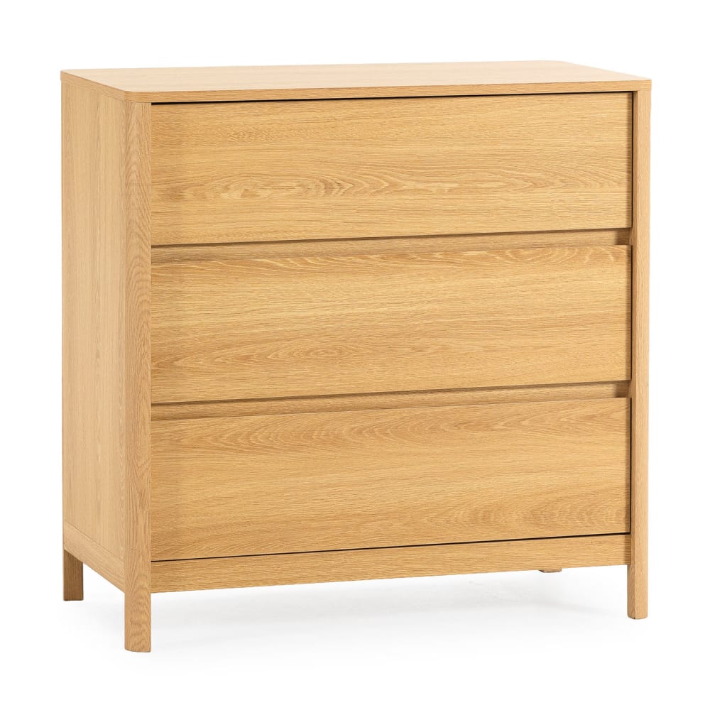 HOMN Kommode 3 Schubladen Eiche-Optik style modern Braun Spanplatte