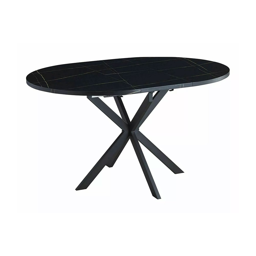 Feldmann-Wohnen Esstisch ausziehbar aus MDF 100-135x100x75cm, schwarz marmor style modern - Spanplatte