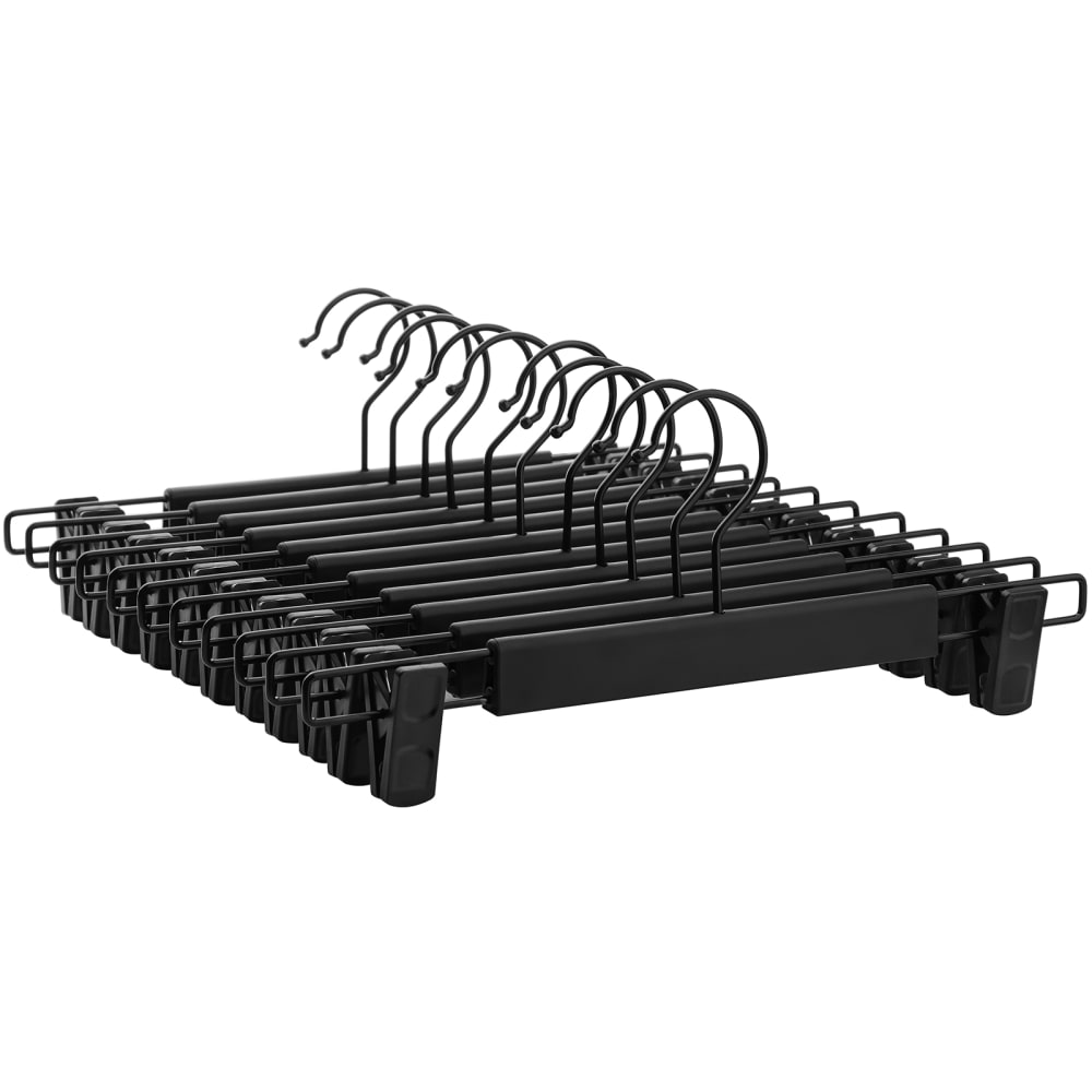 12 Perchas para pantalones con pinzas de plástico de color negro