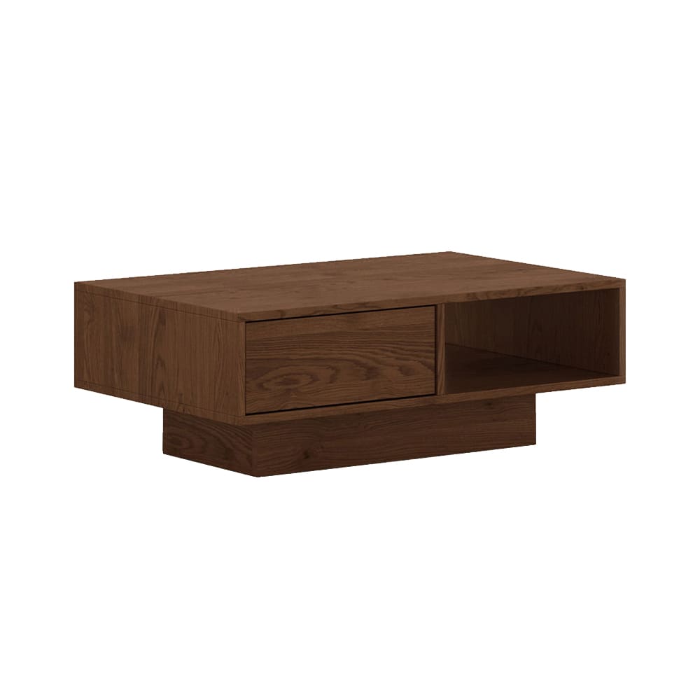 Feldmann-Wohnen Couchtisch mit Schublade aus Massivholz 110x70x40cm, wildeiche tabak style modern Braun