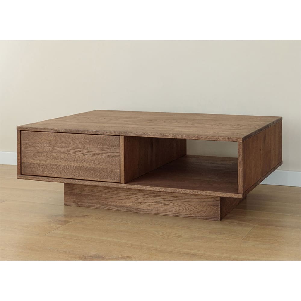 Couchtisch mit Schublade aus Massivholz 110x70x40cm, wildeiche