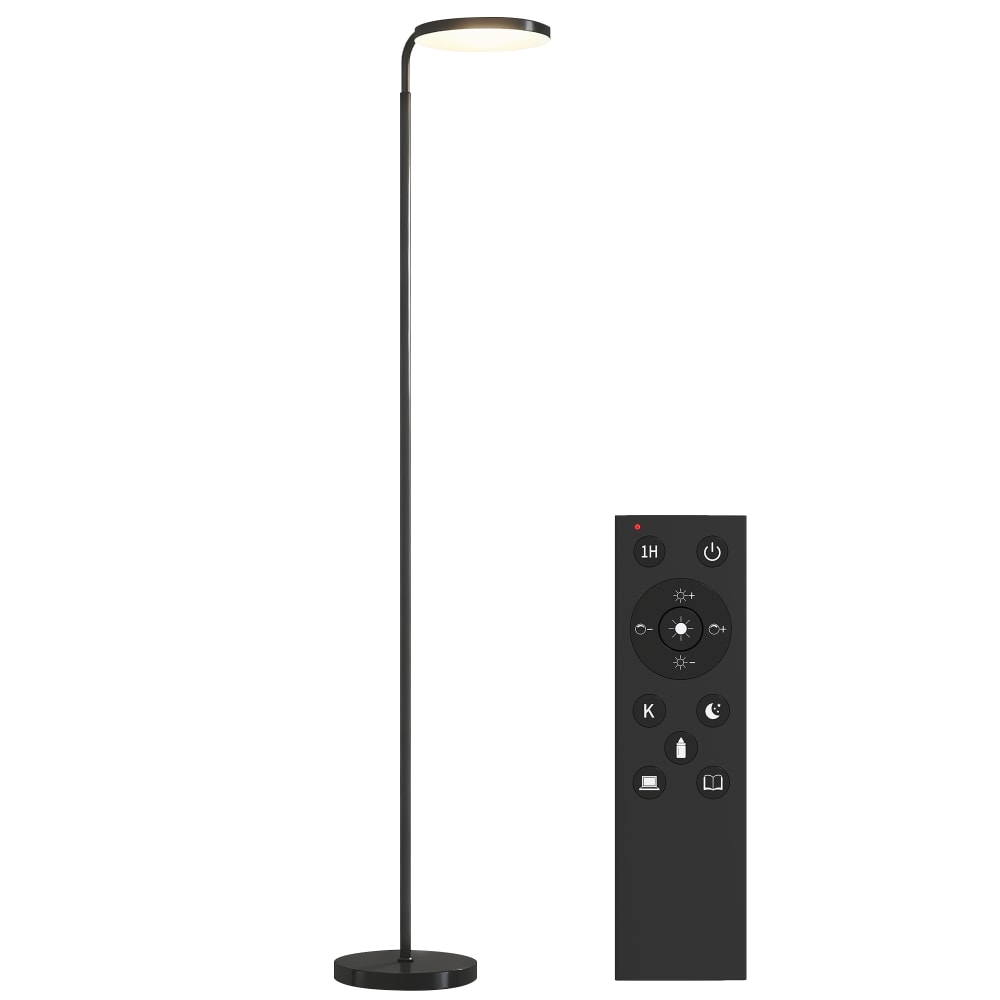 Lampadaire LED intensité variable tête rotative 350 ° acier noir