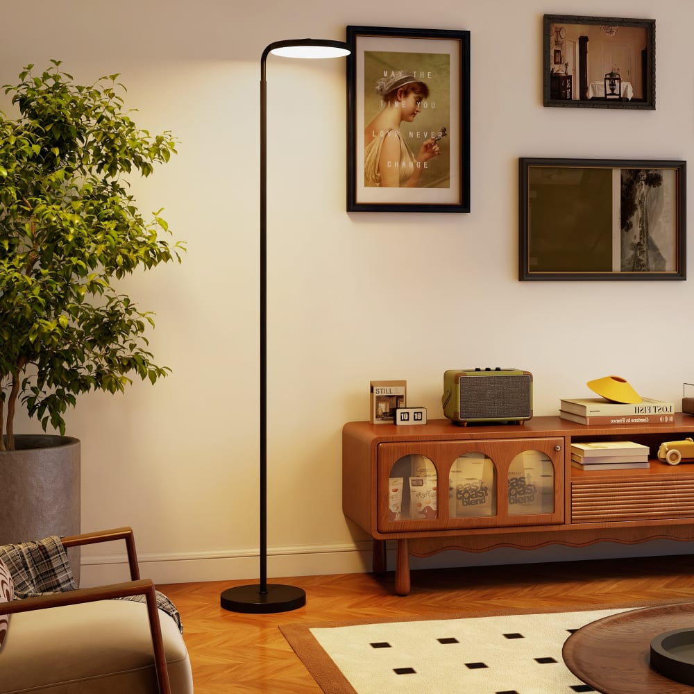 Lampadaire led intensité variable tête rotative 350 ° acier noir — vue 3