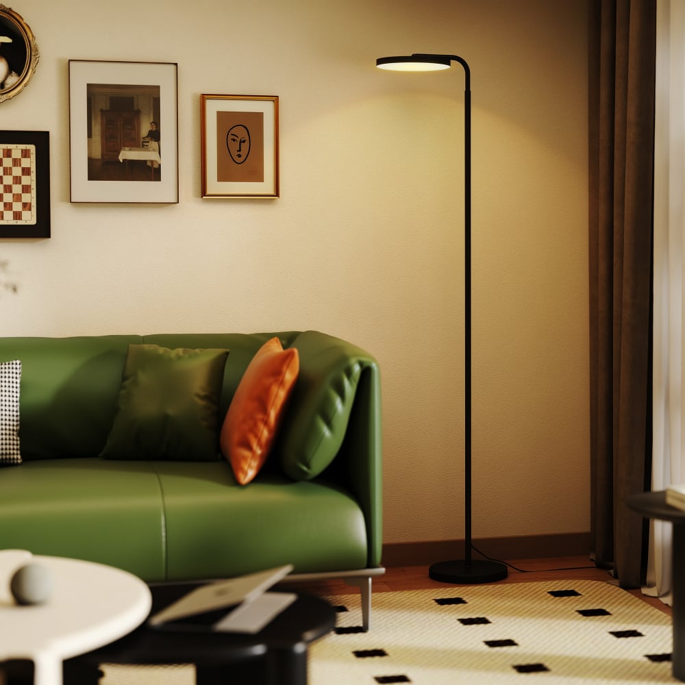 Lampadaire led intensité variable tête rotative 350 ° acier noir — vue 4