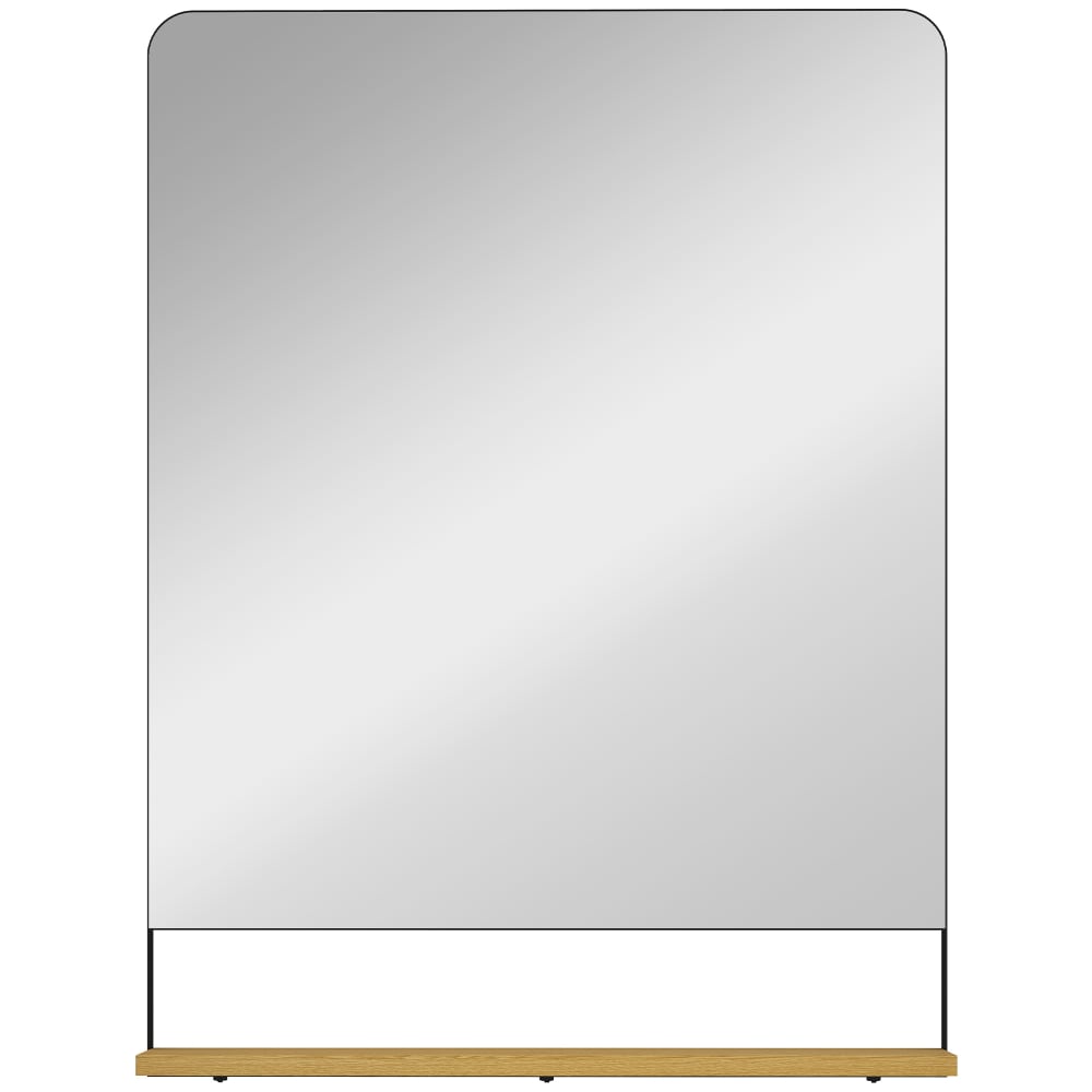 Miroir mural 80 x 60 cm avec étagère cadre en métal noir