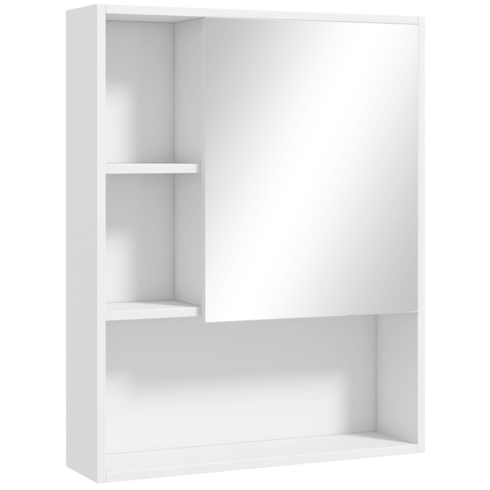Armoire murale salle de bain miroir 5 compartiments en bois blanc