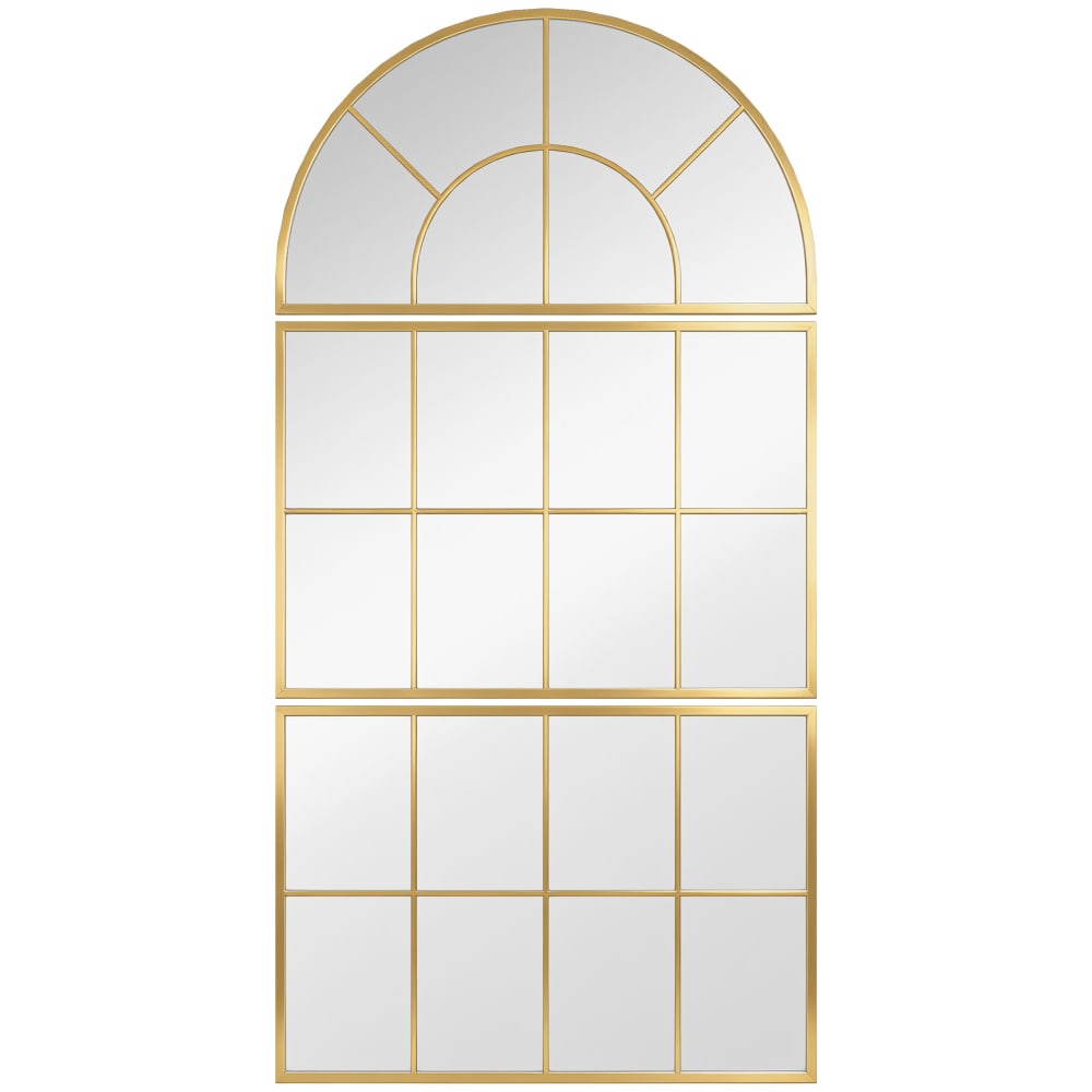 Miroir mural arqué ensemble de 3 pièces cadre en métal doré