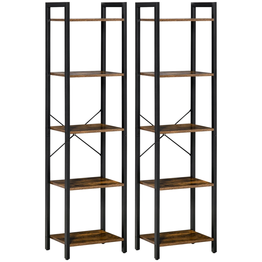 Étagères bibliothèque lot de 2 acier noir