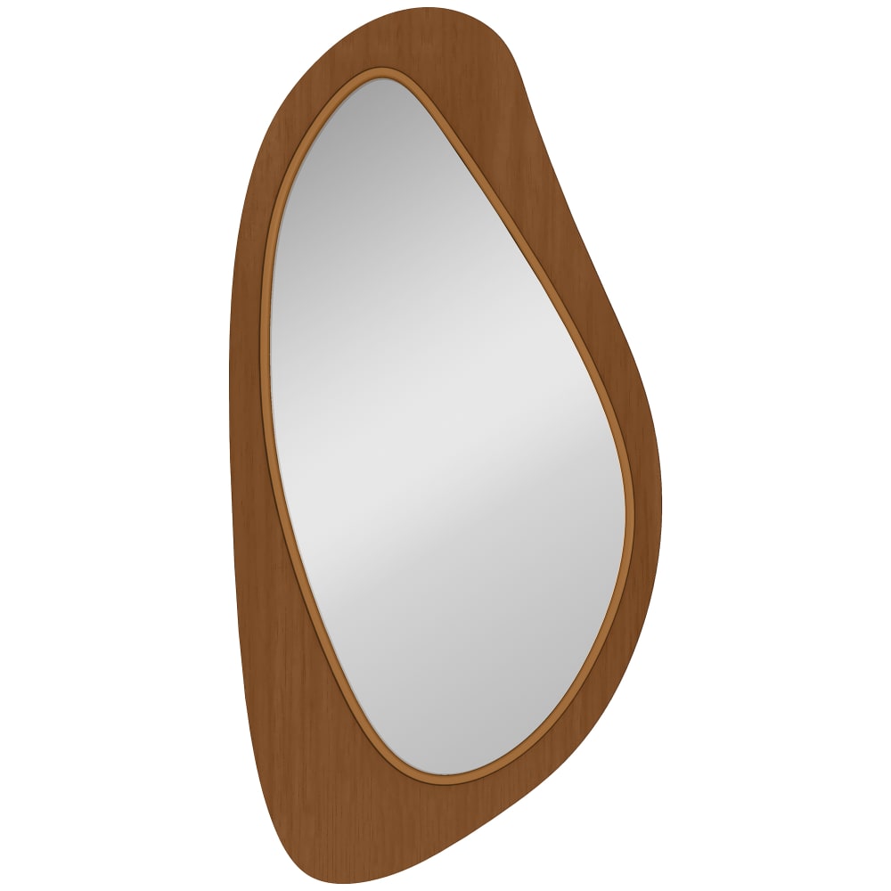 Miroir mural asymétrique cadre en bois effet bois naturel