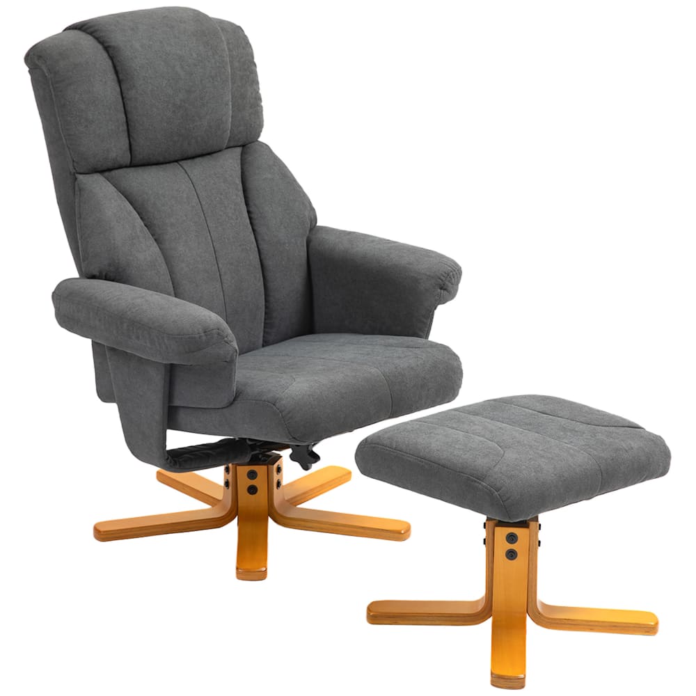 Fauteuil relax avec repose-pied dossier inclinable velours gris foncé