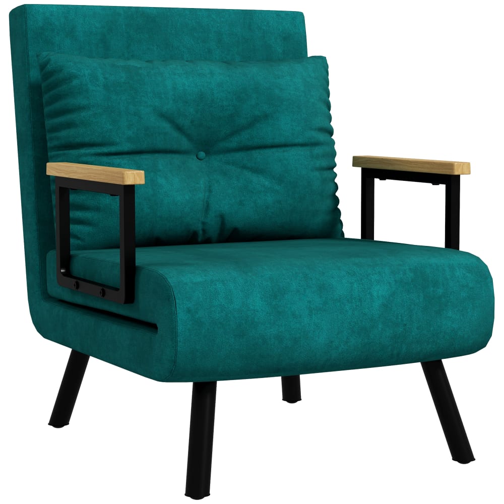 Fauteuil convertible 1 place dossier inclinable velours vert — Beyit