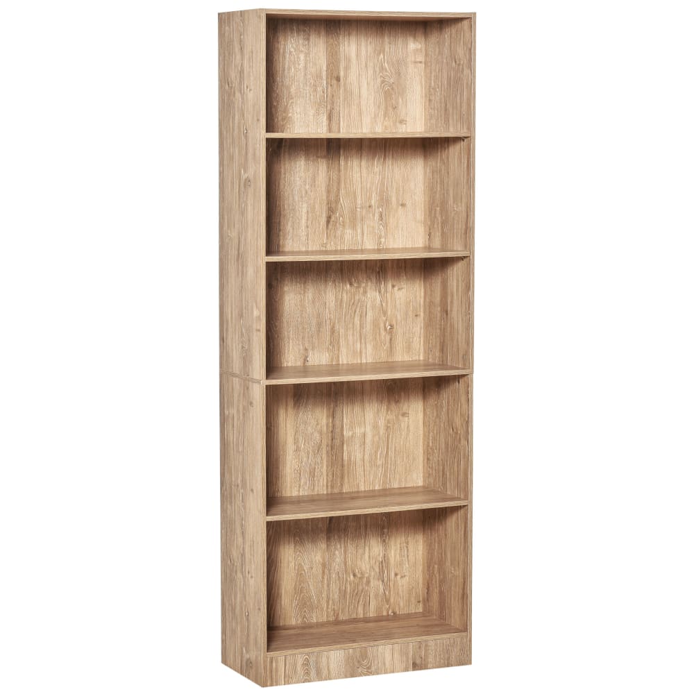 Homcom 5-stöckige Naturholz-Paneelbibliothek style modern Beige Spanplatte