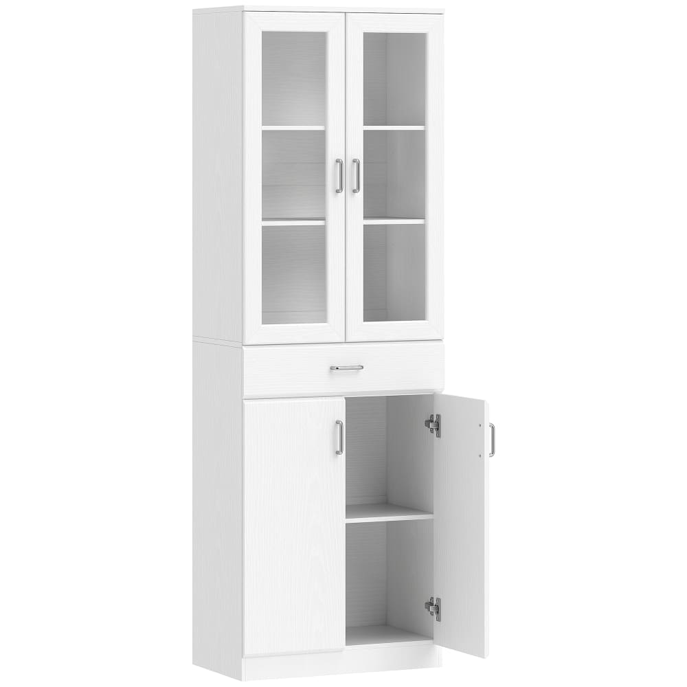 Homcom Weißer Küchenbuffetschrank mit 4 Türen & Schubladen style modern Weiß Spanplatte