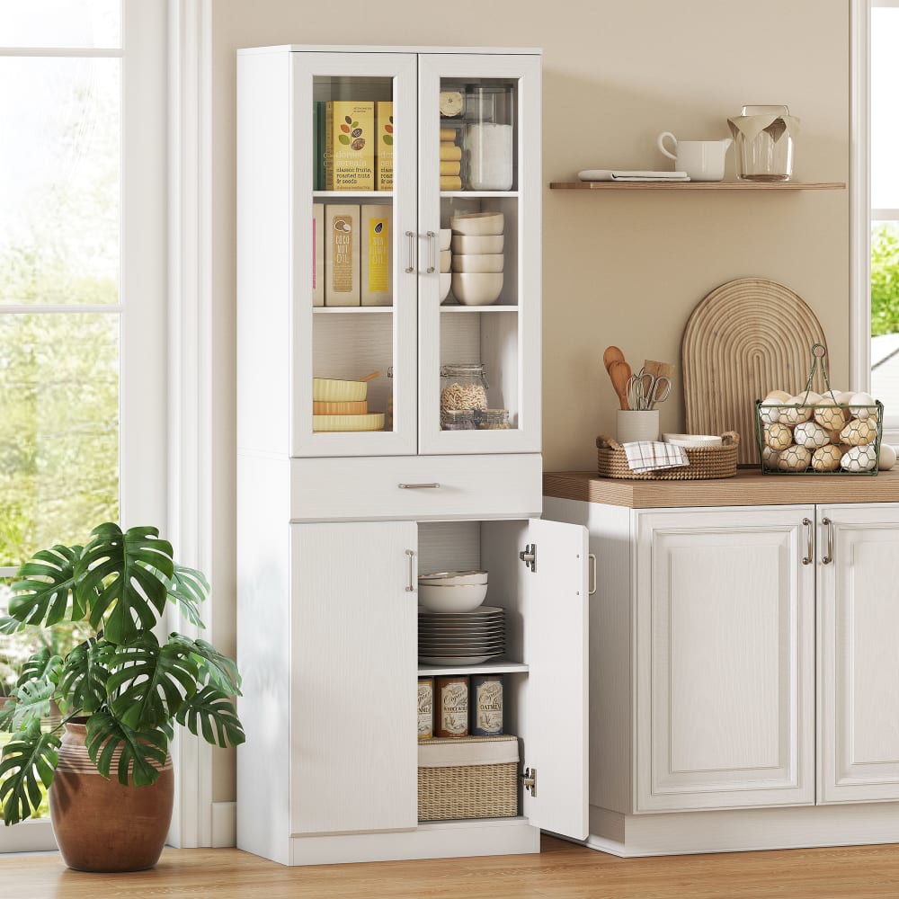 Weißer Küchenbuffetschrank mit 4 Türen & Schubladen - Maisons Du