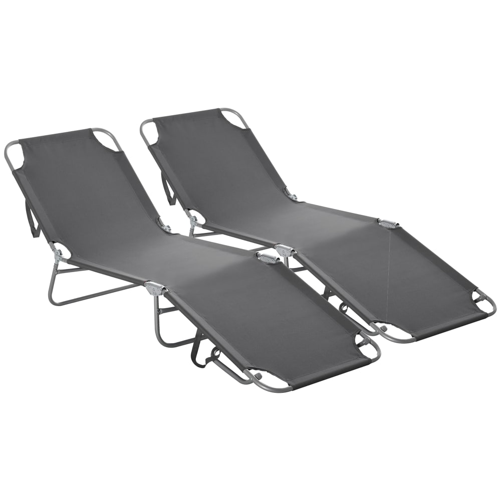 Bain de soleil transat dossier réglable métal & polyester gris