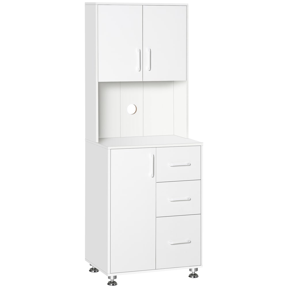 Homcom Hochküchenbuffet 3 Türen & 3 Schubladen Weißpartikelpaneele style modern Weiß Spanplatte