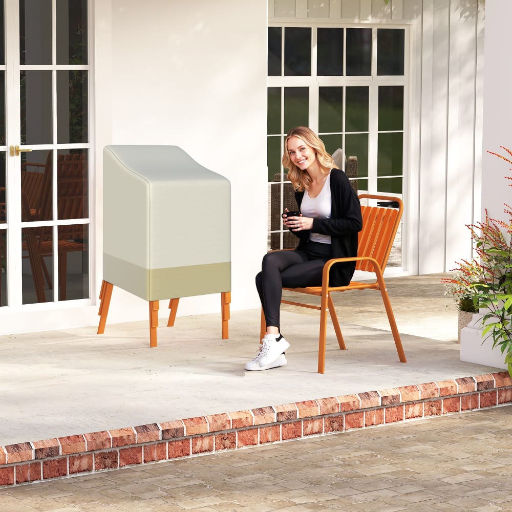 Lot de 4 chaises de jardin empilable housse de protection acier orange