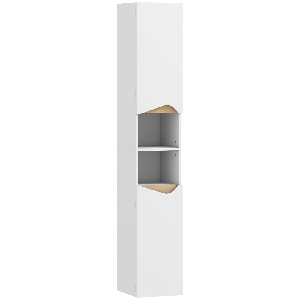 Homcom Badezimmer-Säulenschrank, 2-türig, Weiß & Spanplatte style modern Weiß Spanplatte