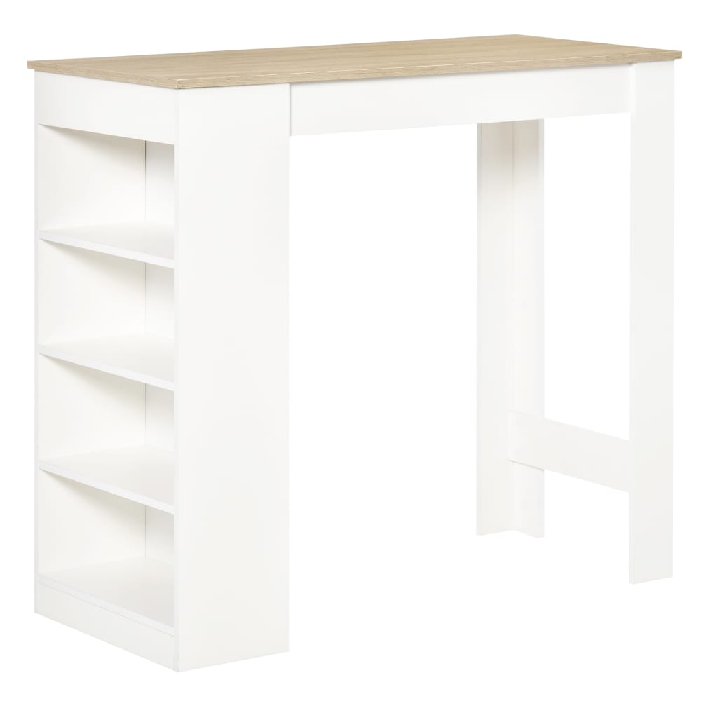 Homcom Bartisch 2 Personen, 4 Fächer & Naturholzplatte style modern Beige Spanplatte