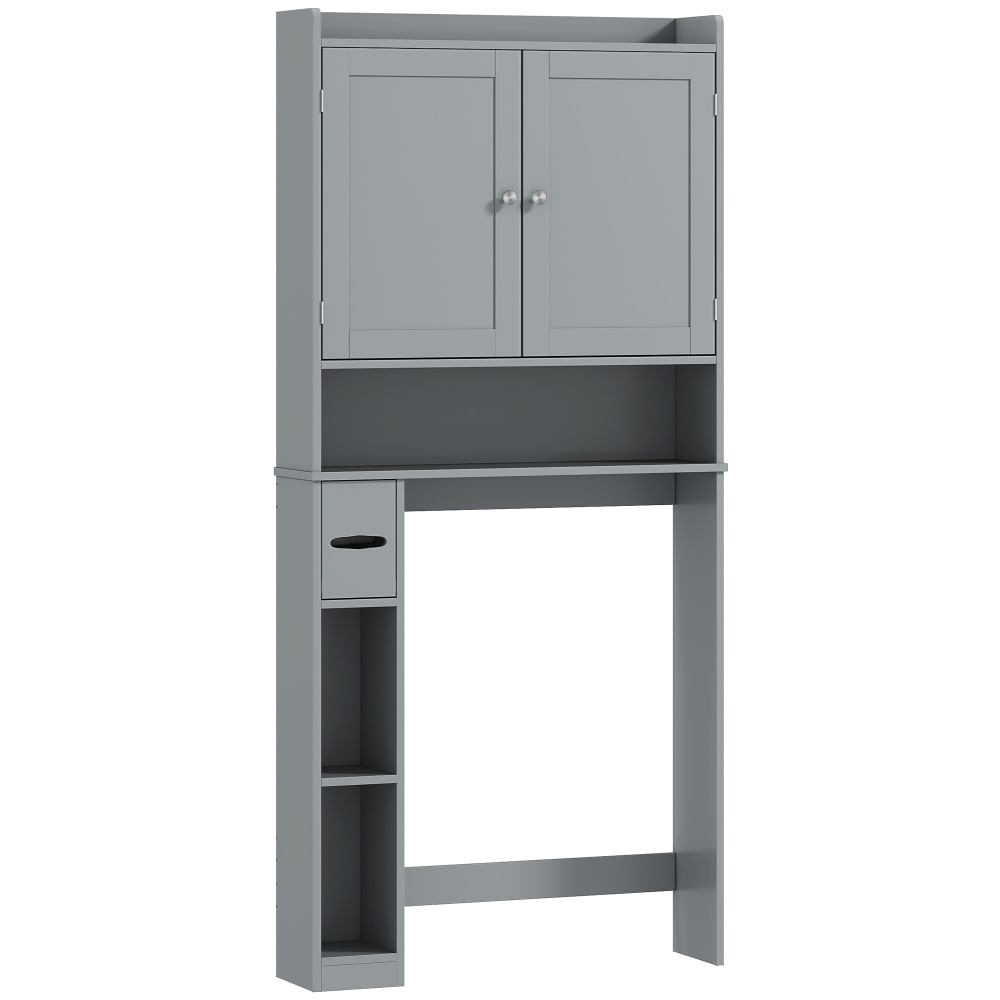 Meuble WC dessus de toilette ou machine à laver 2 portes MDF gris