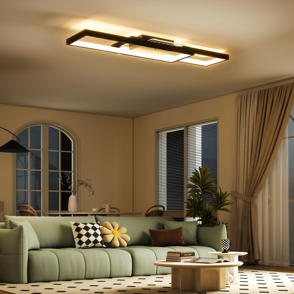 Plafonnier led 43w 3000-6000k 4600lm acier et plastique noir — vue 3