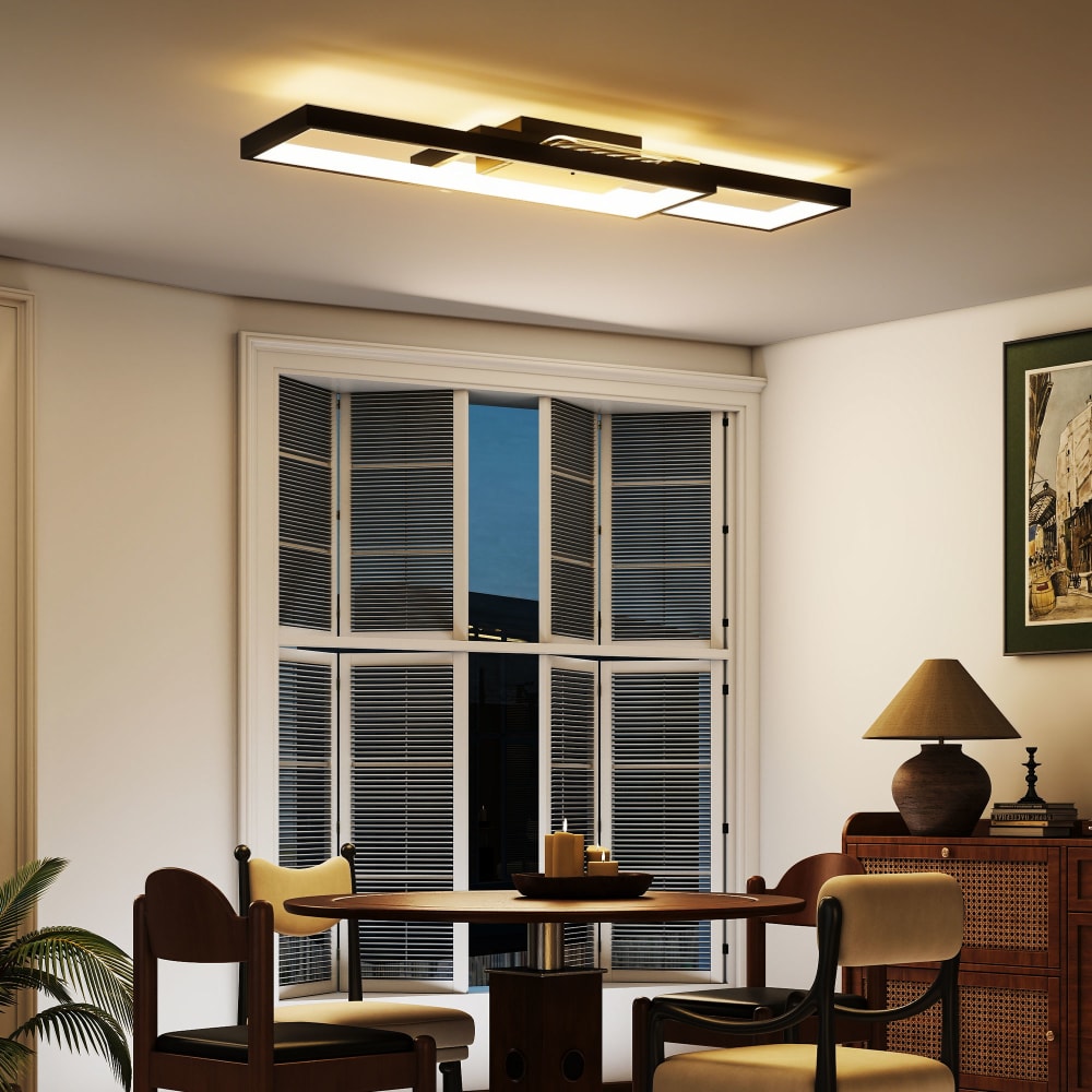 Plafonnier led 43w 3000-6000k 4600lm acier et plastique noir — vue 4