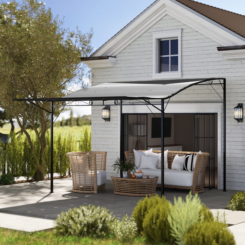 Pergola auvent réglable acier polyester gris foncé