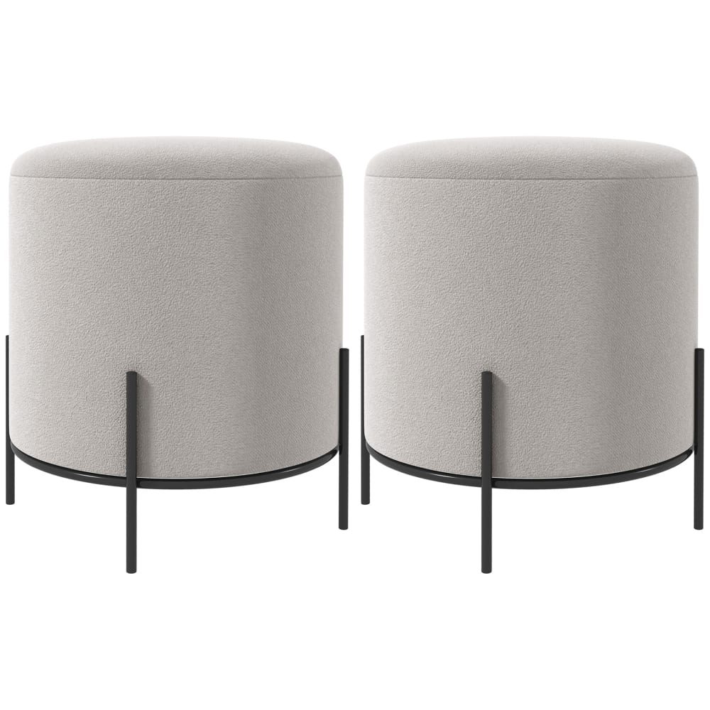 Lot de 2 poufs ottoman tabouret repose-pied velours gris clair Lot de 2 poufs ottoman tabouret repose-pied velours gris clair