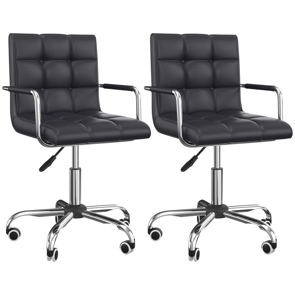 Chaises de bureau pivotant hauteur réglable polyuréthane noir Chaises de bureau pivotant hauteur réglable polyuréthane noir
